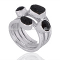 Eleganter Großhandel Modischer schwarzer Onyx Edelstein 925 Silber Ring